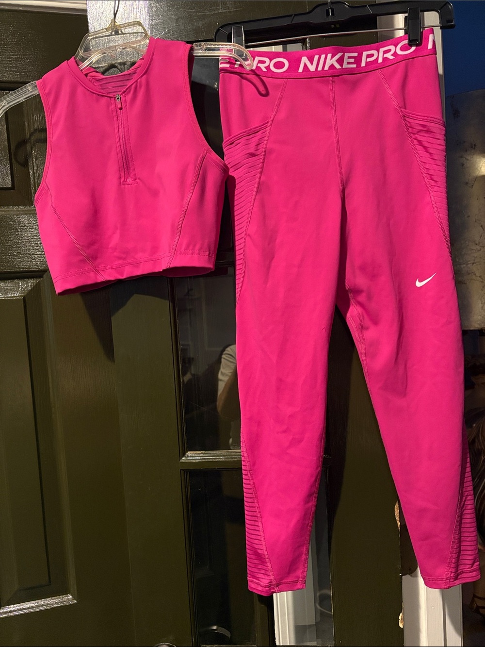 Nike Hot Pink Pro Crop Tank & Leggings Set